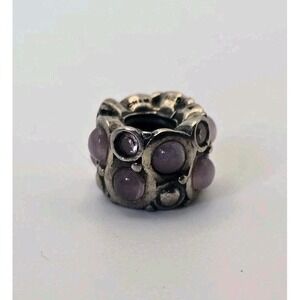 Chamilia Sterling Silver Pink Purple CZ Cabochon Spacer Charm Bead 925